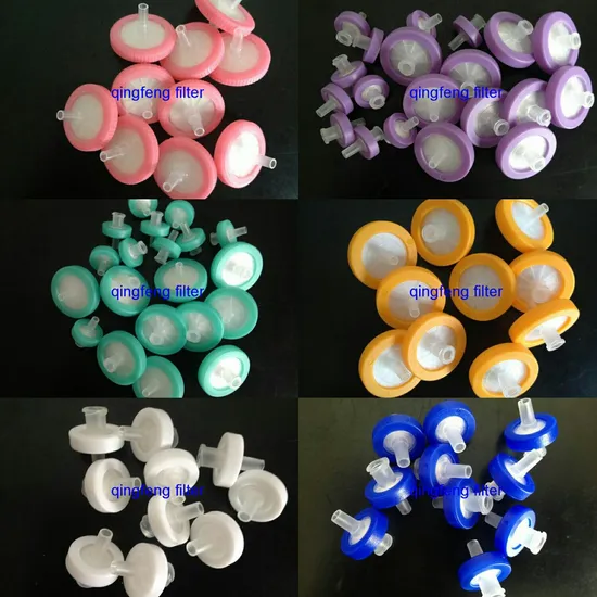 0.2um/0.45um anillo de color PTFE/PVDF/PES Filtro de jeringa para filtración de laboratorio